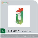 Spectrum - LED Kaarslamp E14 - Warm Wit - 6W - 520 Lumen - 3000K - 10 Stuks
