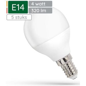 Spectrum - LED Kogellamp E14 - Warm Wit - 4W - 320 Lumen - 3000K - 5 Stuks