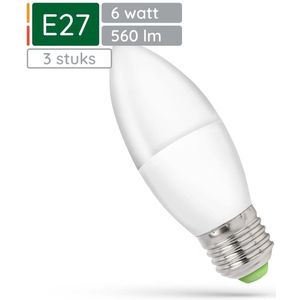 Spectrum LED Kaarslamp E27 6W - 230V - 560 Lumen - 6000K Koud wit - Helder daglicht - Energiezuinig - 3 stuks
