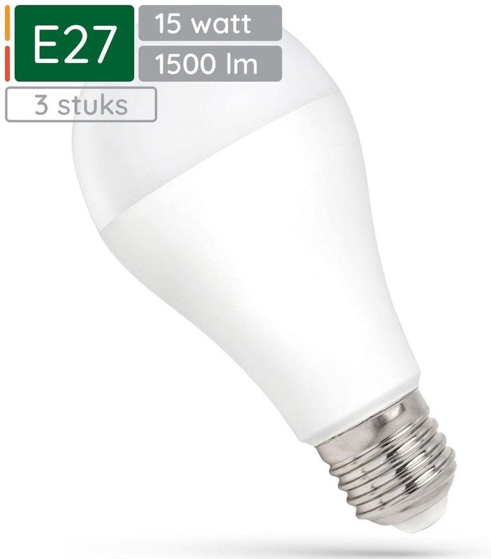 Spectrum - LED Lamp - Warm Wit - E27 - 15W - 230V - 1500 Lumen - 3000K - 3 Stuks