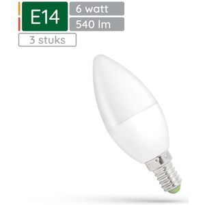 Spectrum LED Kaarslamp E14 6W - 230V - 540 Lumen - 4000K Neutraal Wit - Natuurlijk Licht - Energiezuinig - 3 stuks