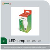 Spectrum LED Lamp E27 13W - 230V - 1270 Lumen - 3000K Warm wit - Gezellig licht - Energiezuinig - 5 stuks