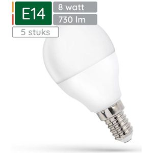 Spectrum - LED Kogellamp E14 - 8W - 4000K Neutraal Wit - 730 Lumen - 5 stuks