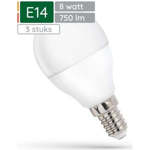 Spectrum LED Kogellamp E14 8W - 230V - 750 Lumen - 6000K Koud wit - Helder daglicht - Energiezuinig - 3 stuks