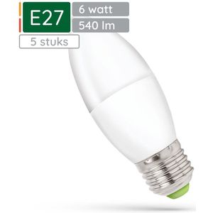 Spectrum - LED Kaarslamp E27 - 6W - 540 Lumen - 4000K Neutraal Wit - 5 Stuks