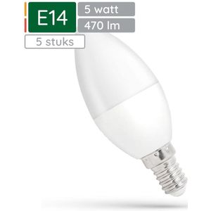 Spectrum - Dimbare LED Kaarslamp - Warm Wit - E14 - 5W - 470 Lumen - 3000K - 5 Stuks
