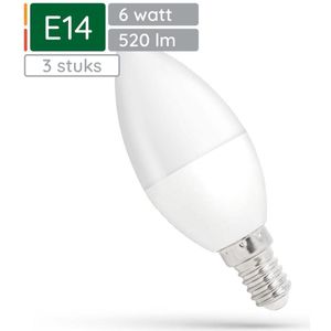 Spectrum Dimbare LED Kaarslamp E14 6W - 230V - 520 Lumen - 6000K Koud wit - Helder daglicht - Dimbaar - Energiezuinig - 3 stuks