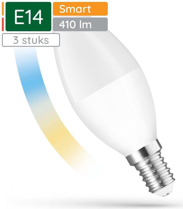 Spectrum - Smart LED Lamp - E14 - 5W - 230V - 410 Lumen - 2700-6500K - 3 stuks