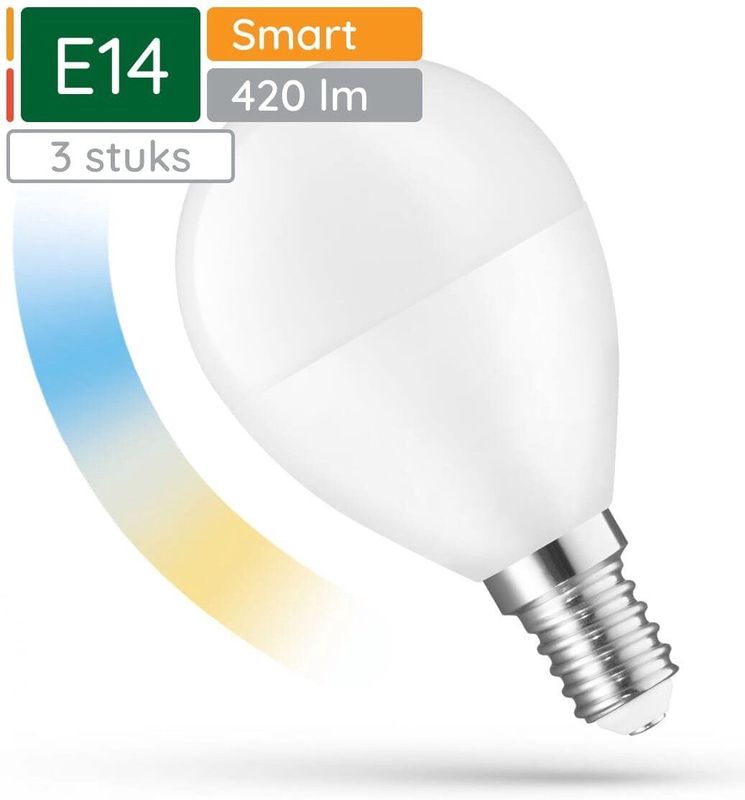 Spectrum - Smart LED Lamp - E14 - 5W - 230V - 420 Lumen - 2700-6500K - 3 stuks