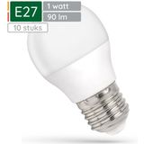 Spectrum - LED Kogellamp - Neutraal Wit - E27 - 1W - 230V - 90 Lumen - 10 stuks
