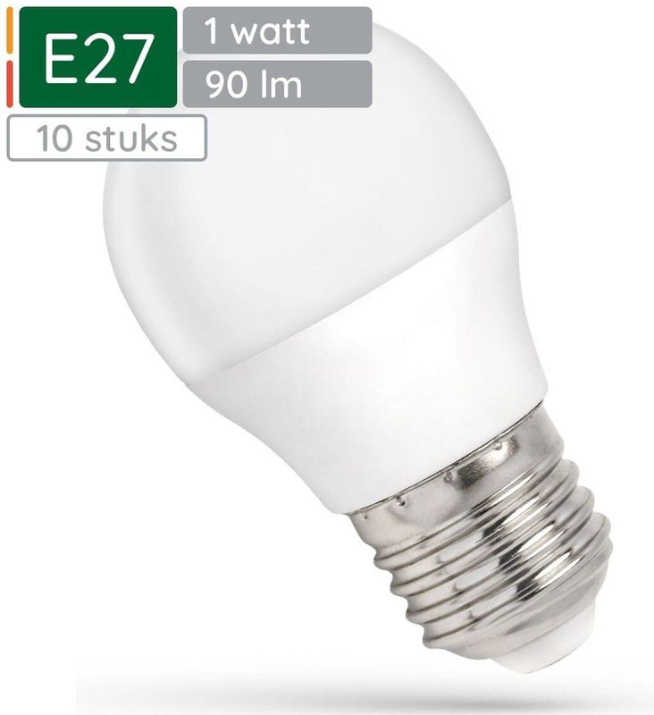Spectrum - LED Kogellamp - Neutraal Wit - E27 - 1W - 230V - 90 Lumen - 10 stuks