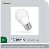 Spectrum - LED Kogellamp E27 - Koud Wit - 1W - 90 Lumen - 6000K - 10 Stuks