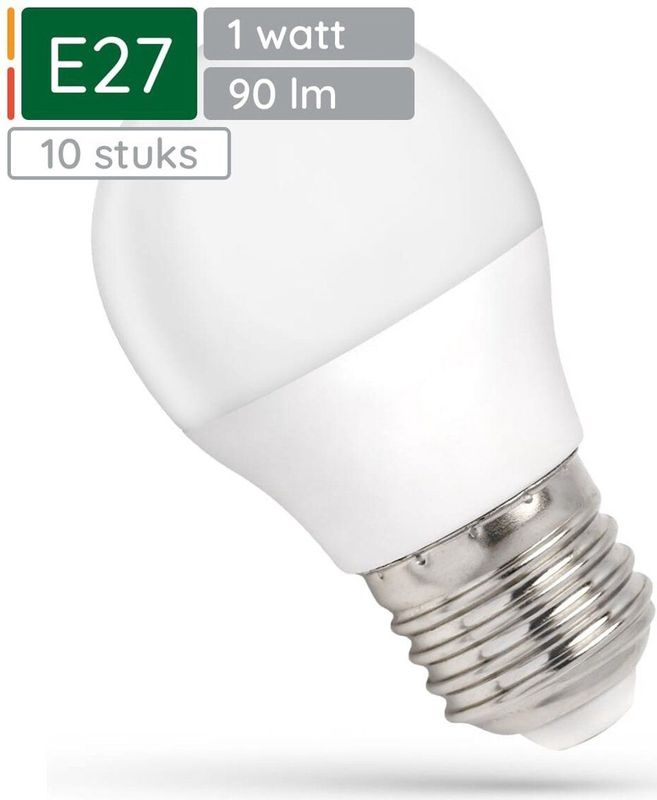 Spectrum - LED Kogellamp E27 - Koud Wit - 1W - 90 Lumen - 6000K - 10 Stuks
