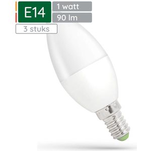 Spectrum - LED Kaarslamp E14 - Warm Wit - 1W - 230V - 90 Lumen - 3 Stuks