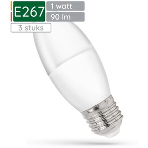 Spectrum - LED Kaarslamp - Neutraal Wit - E27 - 1W - 230V - 90 Lumen - 4000K - 3 stuks