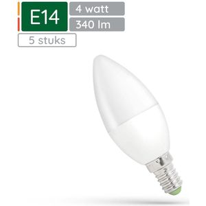 Spectrum - LED Kaarslamp E14 - 4W - 230V - 340 Lumen - 4000K Neutraal Wit - 5 stuks