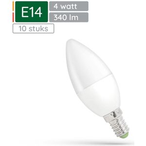 Spectrum - LED Kaarslamp E14 - 4W - 230V - 340 Lumen - 4000K Neutraal Wit - 10 stuks