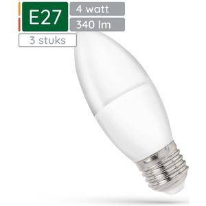 Spectrum - LED Kaarslamp E27 - 4W - 230V - 340 Lumen - 4000K Neutraal Wit - 3 stuks