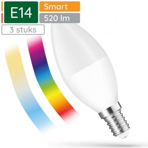 Spectrum Smart LED Lamp E14 4.9W - 230V - 520 Lumen - 2700-6000K - Bluetooth Compatibel - 3 stuks
