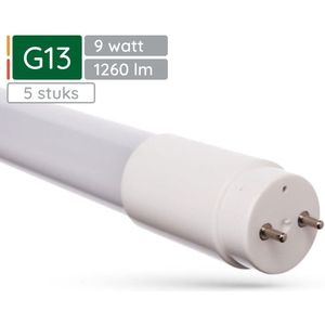 Spectrum LED TL Buis G13 9W - 600mm - 1260 Lumen - 6000K Koud wit - Helder daglicht - Energiezuinig - 5 stuks