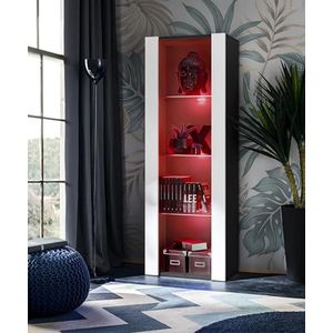 Komodee, Tivoli kast, Zwart/Wit, Breedte 55 cm x Hoogte 159 cm x Diepte 35 cm, LED RGB, 3 planken, Voor woonkamer, slaapkamer, hal