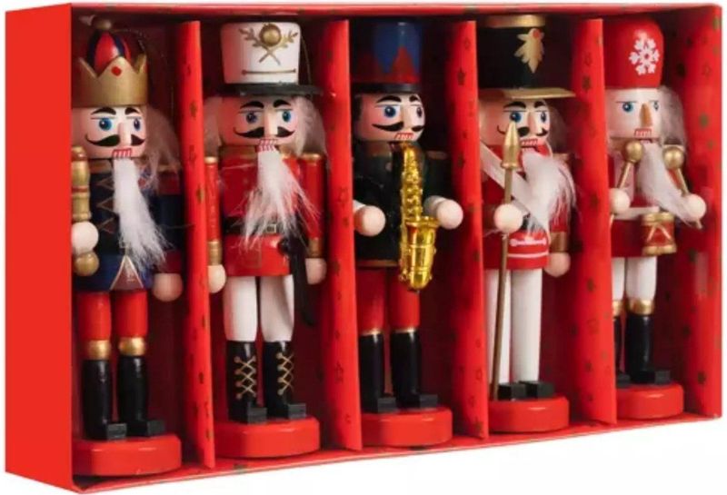 Ruhhy Notenkraker Set van 5 - Multikleurige Kerstdecoratie