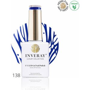 Inveray Gellak - UV/Led - Gel Polish Nr. 138 - Persian Blue - Professionele Gelpolish - HEMA 12 free - Vegan - Manicure - Blauwe nagellak - Nagels