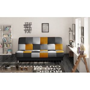 Maxi Huis - Cayo - slaapbank - 3-zitsbank voor woonkamer - sofa bank - zwart + grijs + gele