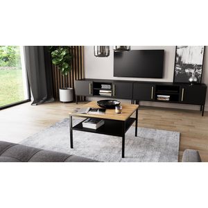 Lanzzi - SF-LAN-A-STO60 - Salontafel - Zwart mat / Ambachtelijk eiken - 60 cm