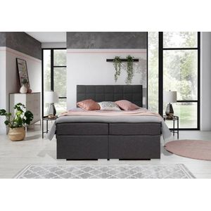 Alice - Boxspringbed - Met matras en topper  - 180 x 200  - Donkergrijs