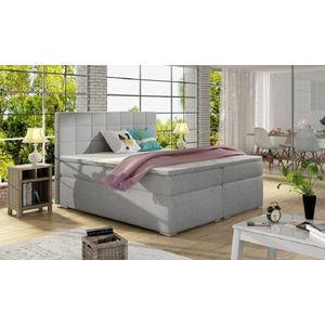 Boxspringbed Cass | 180 x 200 cm | Inclusief matrastopper | Grijs