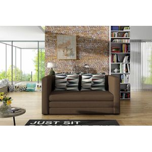 Slaapbank - Neva - 2-zitsbank - sofa met slaapfunctie en opbergruimte - bruin - 132 cm -Maxi Huis