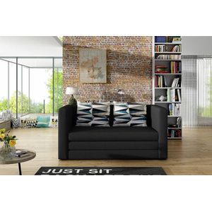 Slaapbank - Neva - 2-zitsbank - sofa met slaapfunctie en opbergruimte - zwart - 132 cm -Maxi Huis
