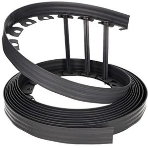 GARDENIX Flexible LineBORDER kunststof gazonrand, 20 grondankers, lengte 10m, hoogte 4cm, grijs