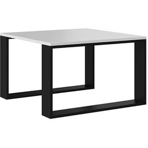 MeHome Salontafel 67 x 67 x 40 cm salontafel industriële stijl moderne woonkamertafel met twee legplanken thuiskantoortafel (wit/zwart)