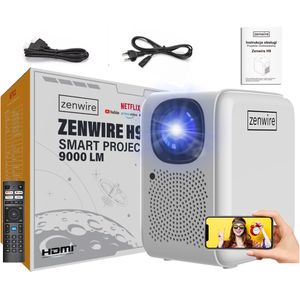 Zenwire H9 Beamer - Full HD - 4K projector 12000lm - 400 Ansi - WiFi 2.4/5 GHz - Miracast - Aircast - Linux - SMART TV gecertificeerd Netflix - Autofocus - Bluetooth 5.1 - 36-200” inch