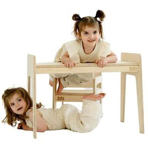 Babywood Tafel en stoel voor kinderen, kinderbureau set met stoel van hout, veilige speeltafelset (natuur)