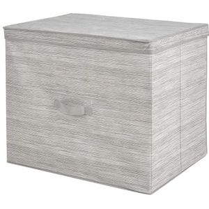 ADGO Miami Vouwdoos, doos met handvat, garderobebox, stoffen box, softbox, opbergdoos en organisatiedoos, kledingkast, materiaal vliesstof, beige (60x40x50 cm, met deksel)