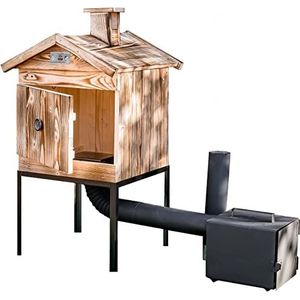 ADGO Modulaire Smokerhouse 50 cm, houtrookoven van sparren, houten rokerij, tuinrokerij, traditionele rookkamer, rookoven, rookkast, niet geïmpregneerd, middelgrote vuurkamer