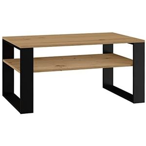 ADGO Modern 1P salontafel Bank Diepte: 58 cm Breedte: 90 cm Hoogte: 50 cm Moderne en praktische woonkamer / horeca tafel met een plank (een plank, Artisan eiken/zwart)