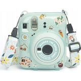 LoveInstant hoes tas Etui hoes Case voor FujiFilm Fuji INSTAX Mini 12 + stickers en Kieszeń na foto's / Wakacyjny tijd / groen Brokat