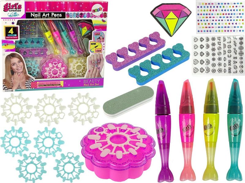 Beauty nail art pen nagellak pennen met plaknagels, steentjes en accessoires