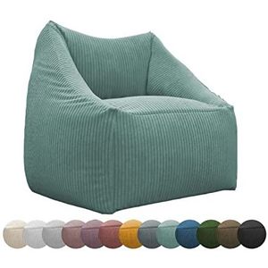 Chilly Piley Zitzak Corduroy Mini Zitkussen Eps Parelvulling Vloerkussen Fauteuil Tuinkussen Met Rugleuning Zitting (Turquoise)