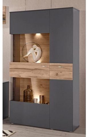 FORTE Vitrine »Como«, Highboard, LED Beleuchtung Einlegeböden, Glastüre, Soft Close
