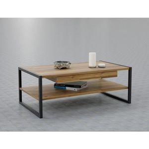 FORTE salontafel, woonkamertafel, op houtbasis, 110 x 40 x 60 cm, met legplank en laden, eiken decor, één maat