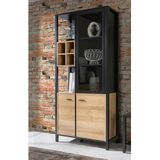 Forte HIGH Rock Vitrine P B x H x D: 86,3x193,9x40,2, houtmateriaal, Riviera eiken/zwart, groot