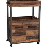 Forte Home Bar Barkast met wielen en 2 deuren, houtmateriaal, Old – hout vintage/betonlook donkergrijs, 60 x 88,5 x 40 cm, 60 x 88,5 x 40 cm