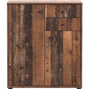 T2KK50-H51 Old Wood Oud Hout Nb. Decor Commode dressoir highboard voor schoenen opslagruimte map en kantoor ca. 74 x 85 x 35 cm