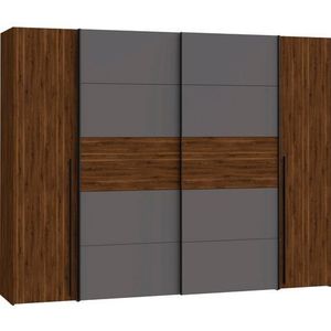 Forte Narago Kledingkast, houtmateriaal, Bakersfield walnoot/effen wolfraam grijs, B x H x D: 270,3 x 210,5 x 61,2 cm