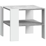 PILVI Salontafel met 2 dienbladen - Eigentijdse stijl - Melaminedeeltjes - Wit en licht betondecor - L55 x D55 x H45 cm